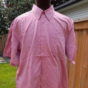 Mens 2X Shirt Button Down Collar 52" Chest Denver Hayes Short Sleeves Burgundy